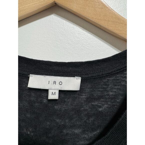 IRO Clay Black Distressed Short Sleeve Tee shirt Linen Holes Throughout Size M - Picture 10 of 11